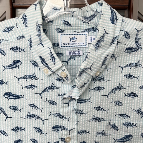 SOUTHERN TIDE Men's Balboa Printed Seersucker Short Sleeve Size M EUC - Picture 3 of 11